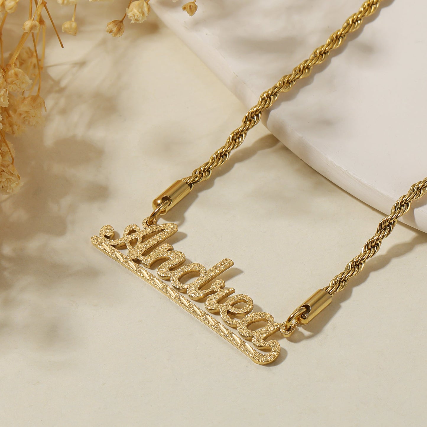 Diamond Cut Underline Name Necklace