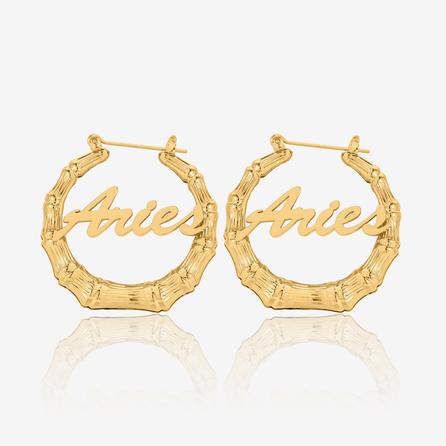 Bamboo Script Name Hoop Earrings
