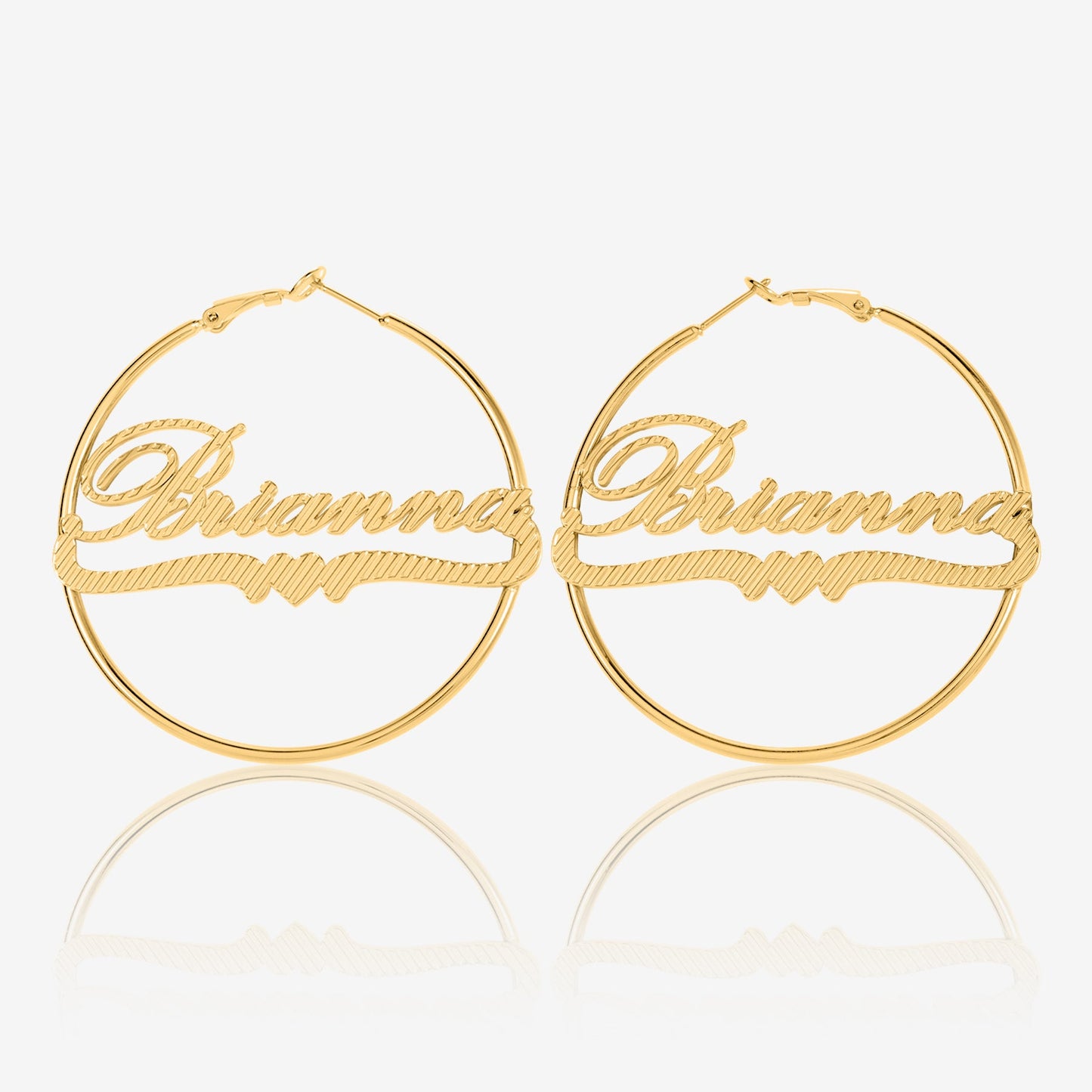 Classic Heart Name Hoop Earrings