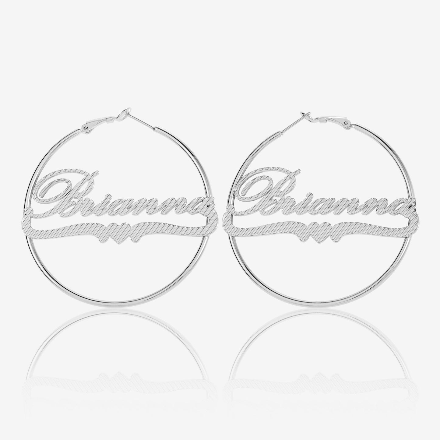 Classic Heart Name Hoop Earrings