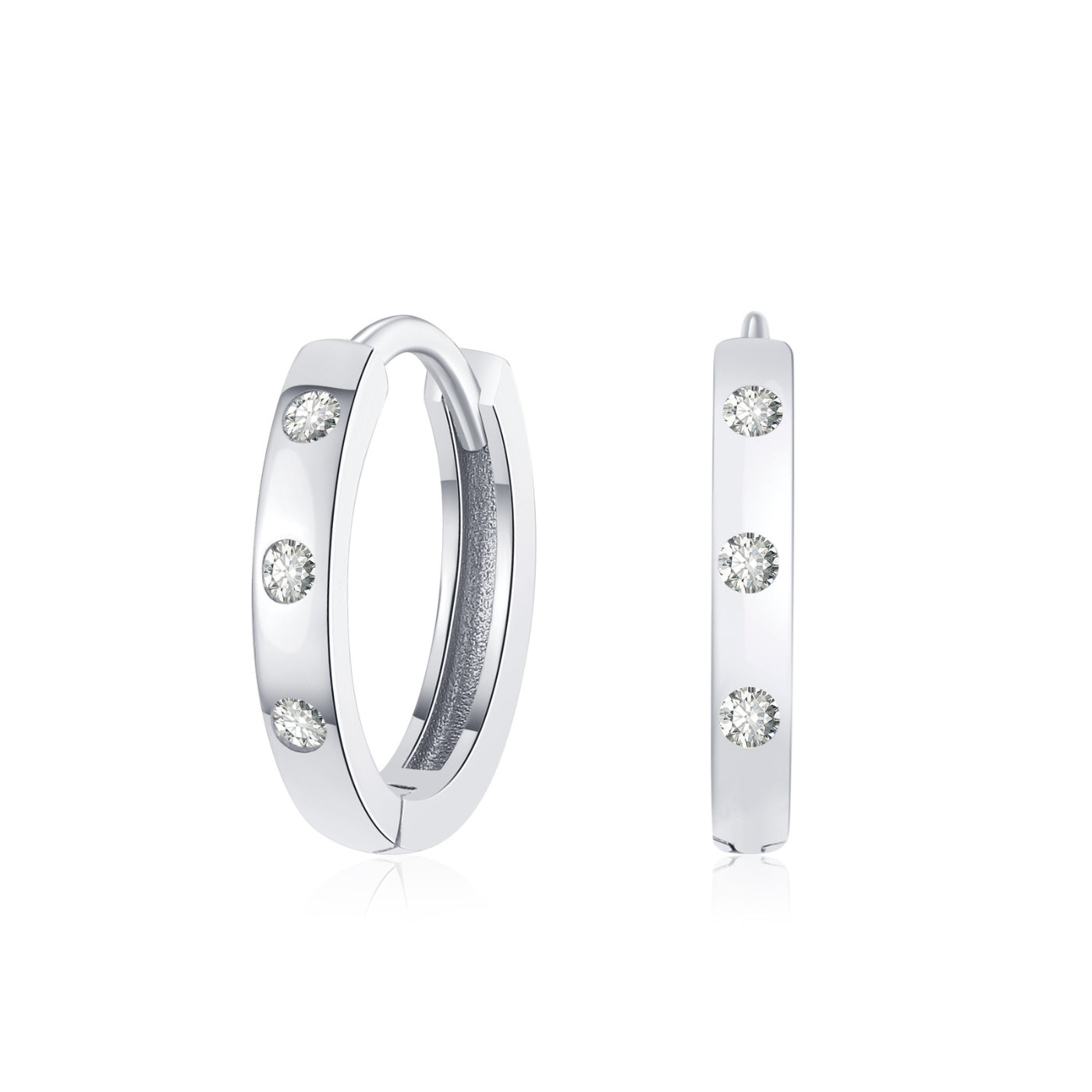 Flush Set Moissanite Huggie Earrings