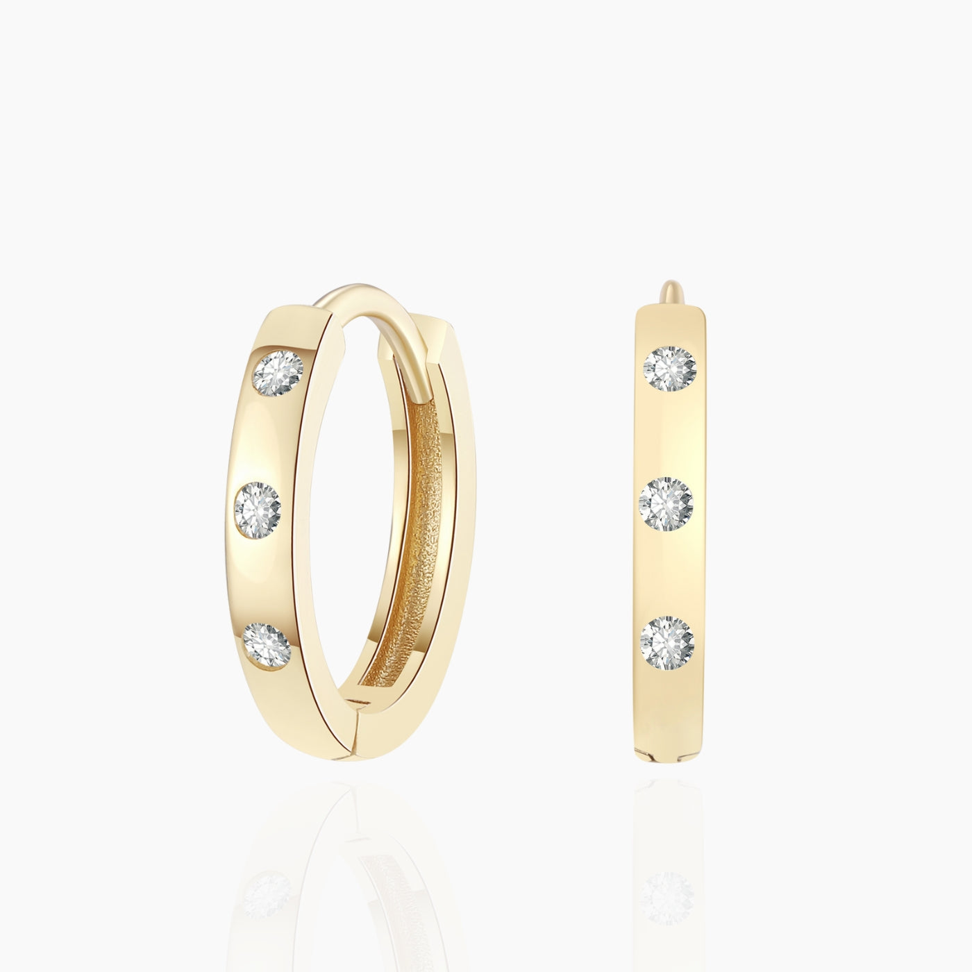 Flush Set Moissanite Huggie Earrings