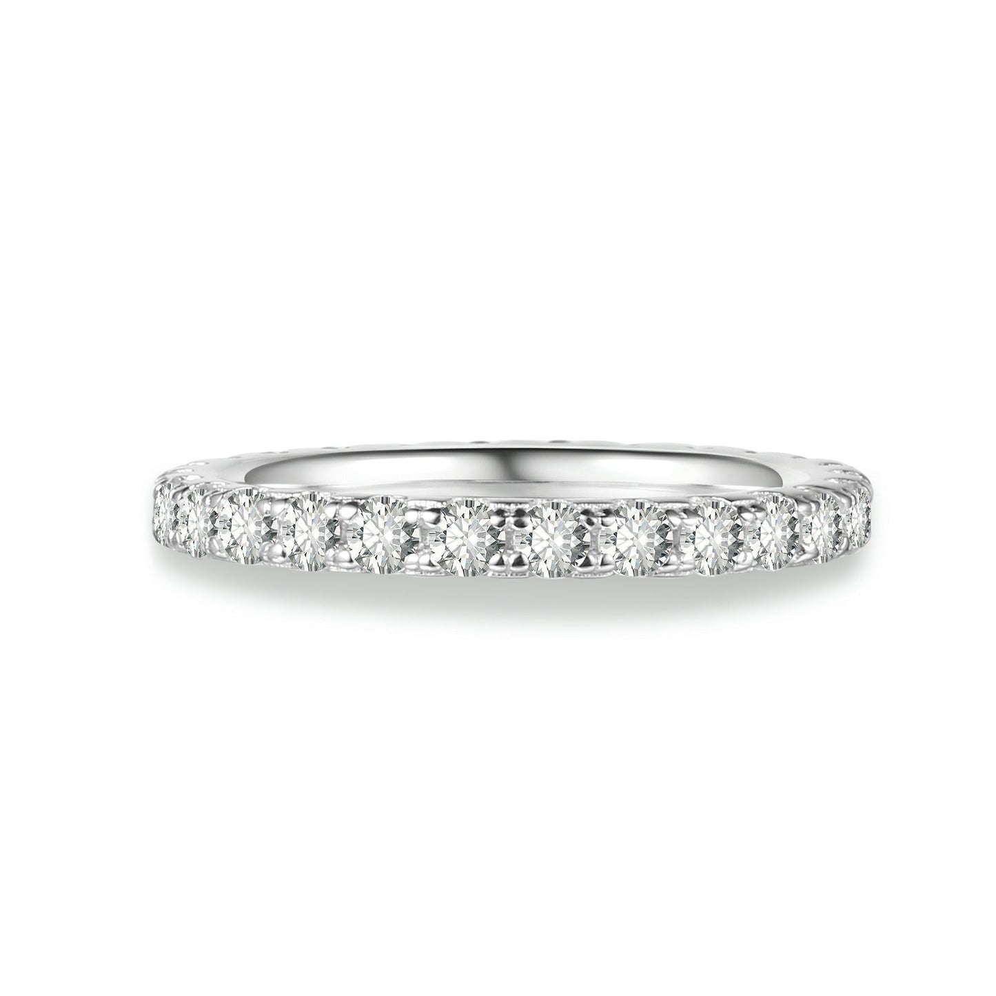 Pave Round Cut Moissanite Eternity Band