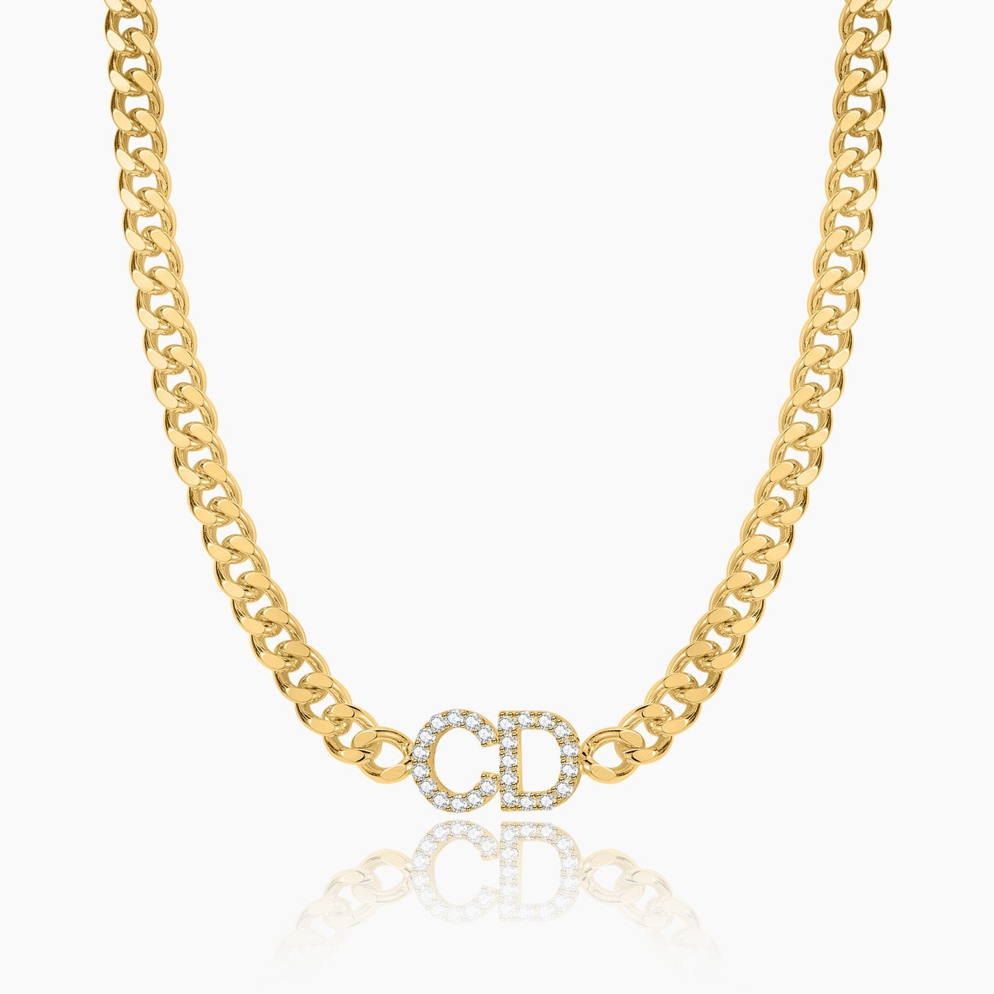 Iced Initials Necklace w/ Cuban Chain