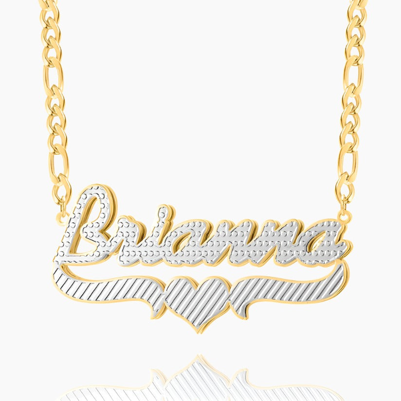 Double Plated Heart Script Name Necklace
