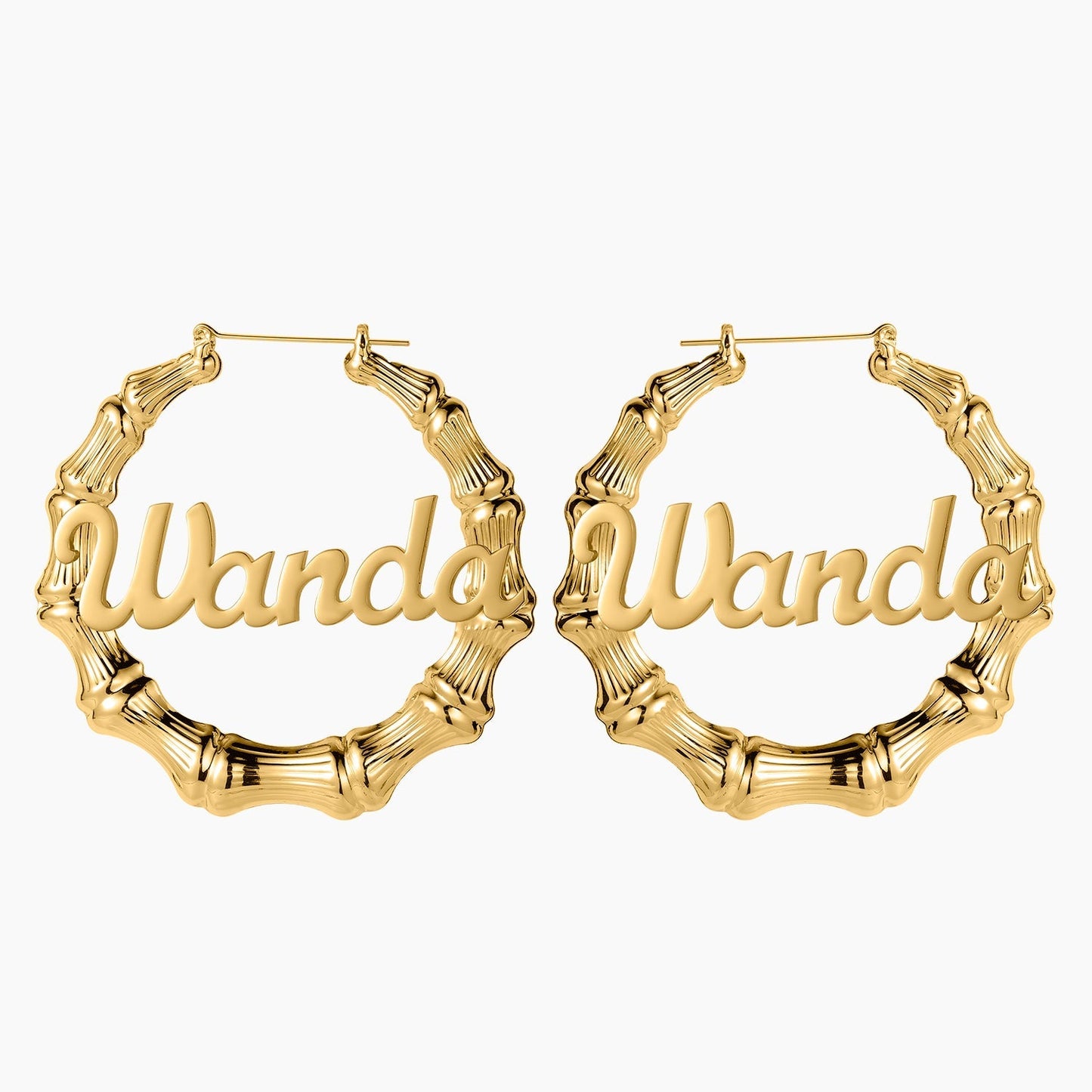 Bamboo Name Hoop Earrings