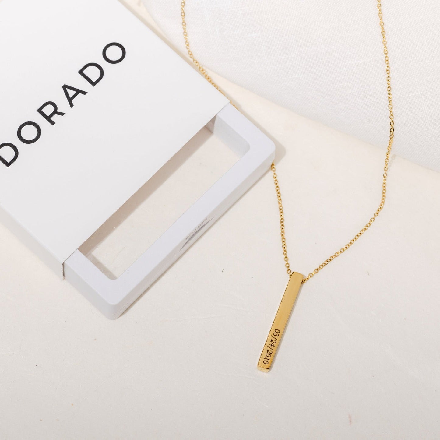 Engraved 3D Bar Necklace