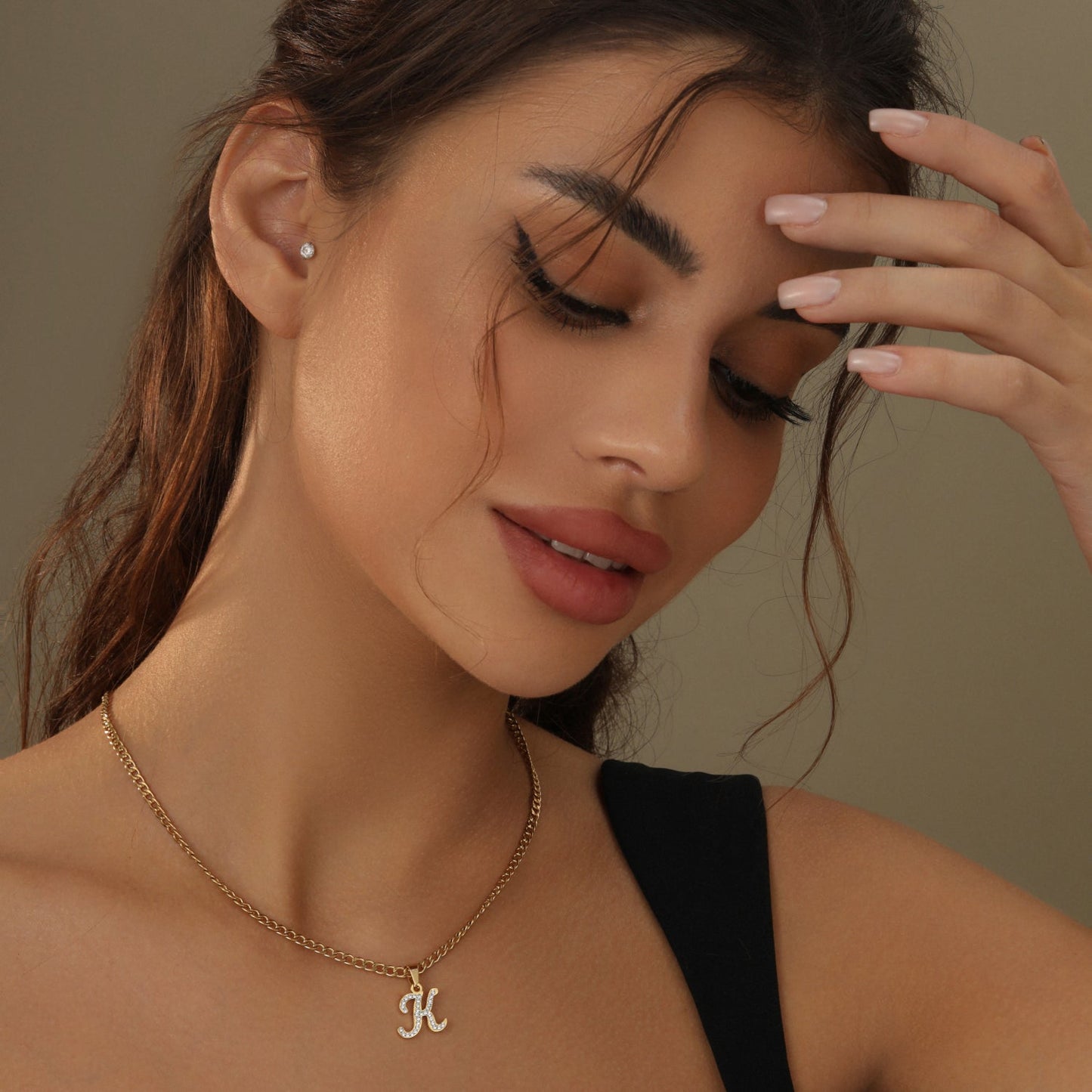 Script Iced Letter Necklace