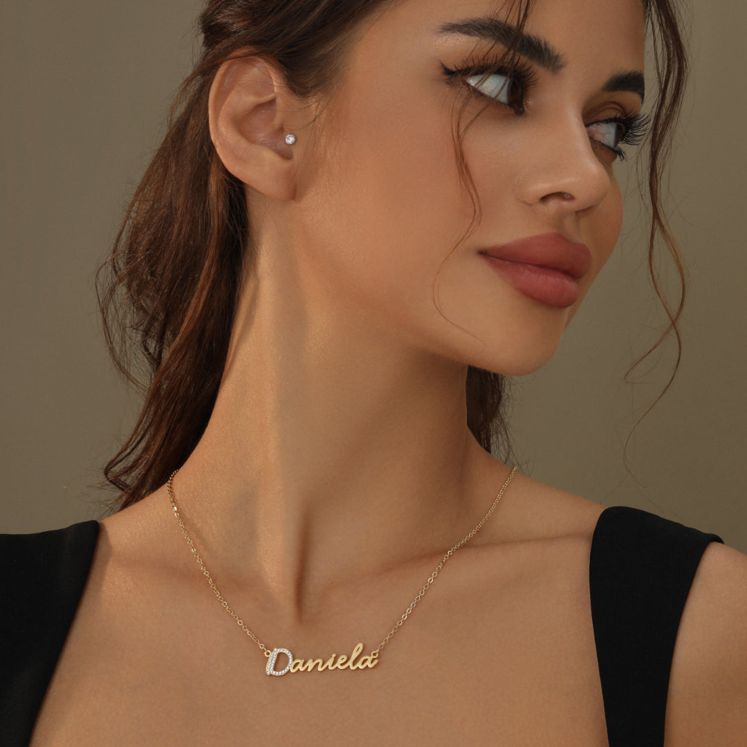 Iced Letter Script Name Necklace