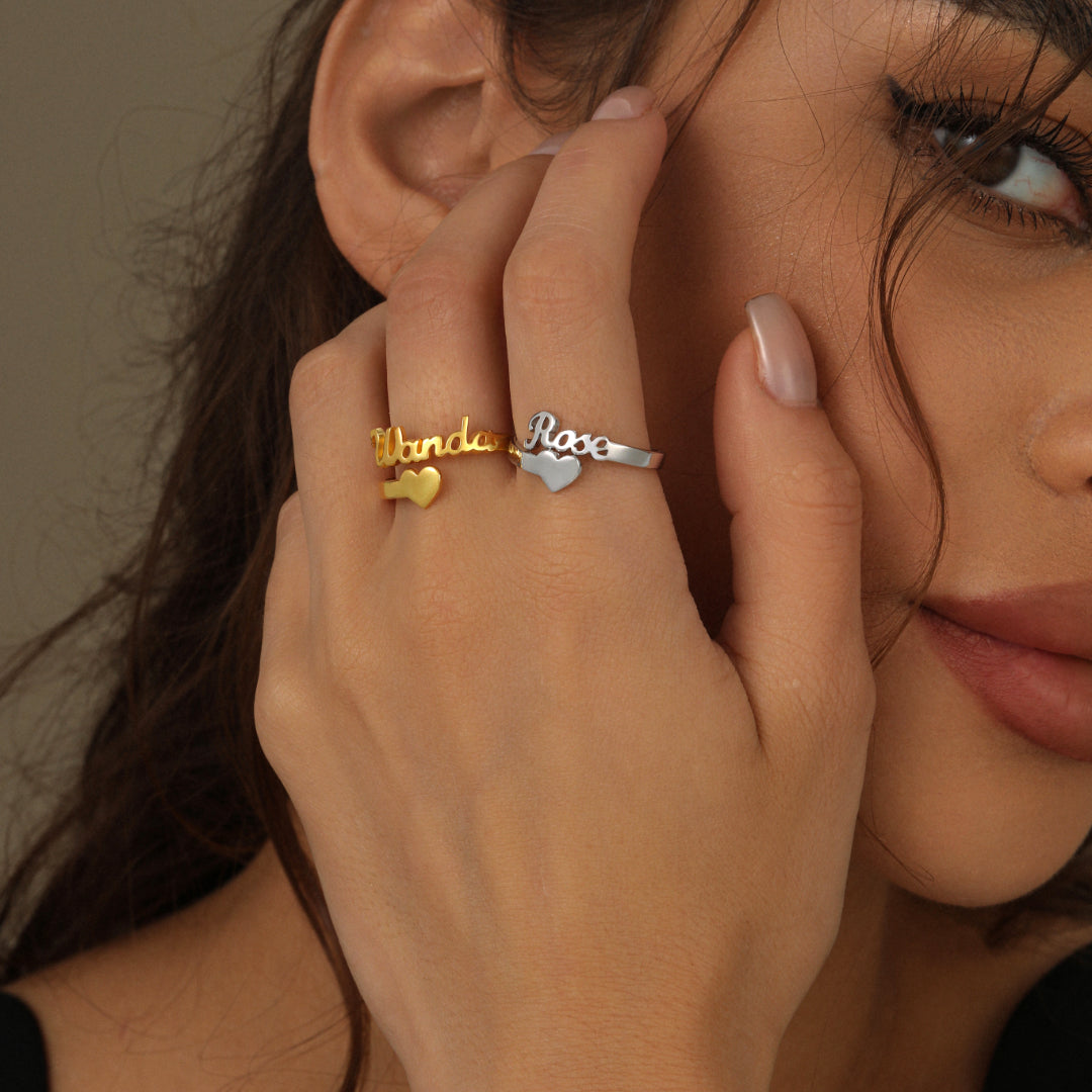 Heart Name Ring