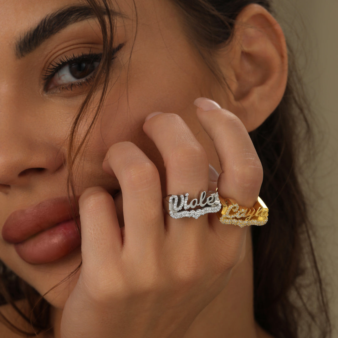 Iced 3D Name Ring