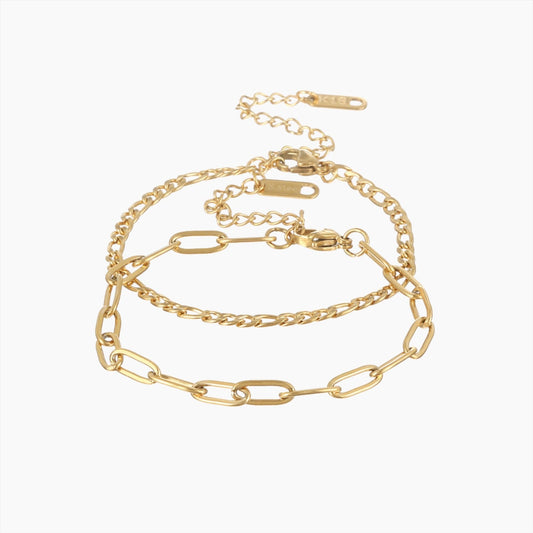 Paperclip Figaro Bracelet Set