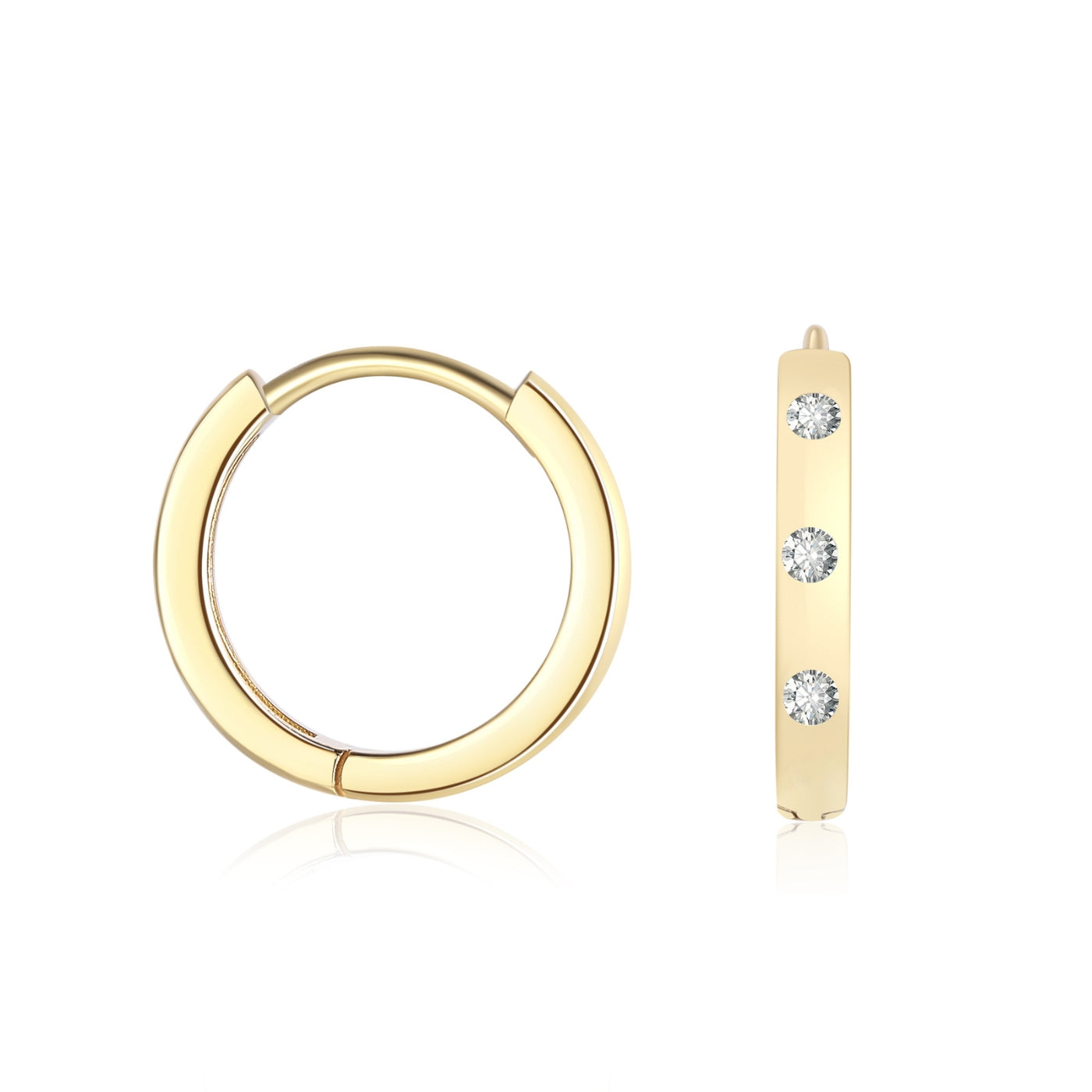 Flush Set Moissanite Huggie Earrings
