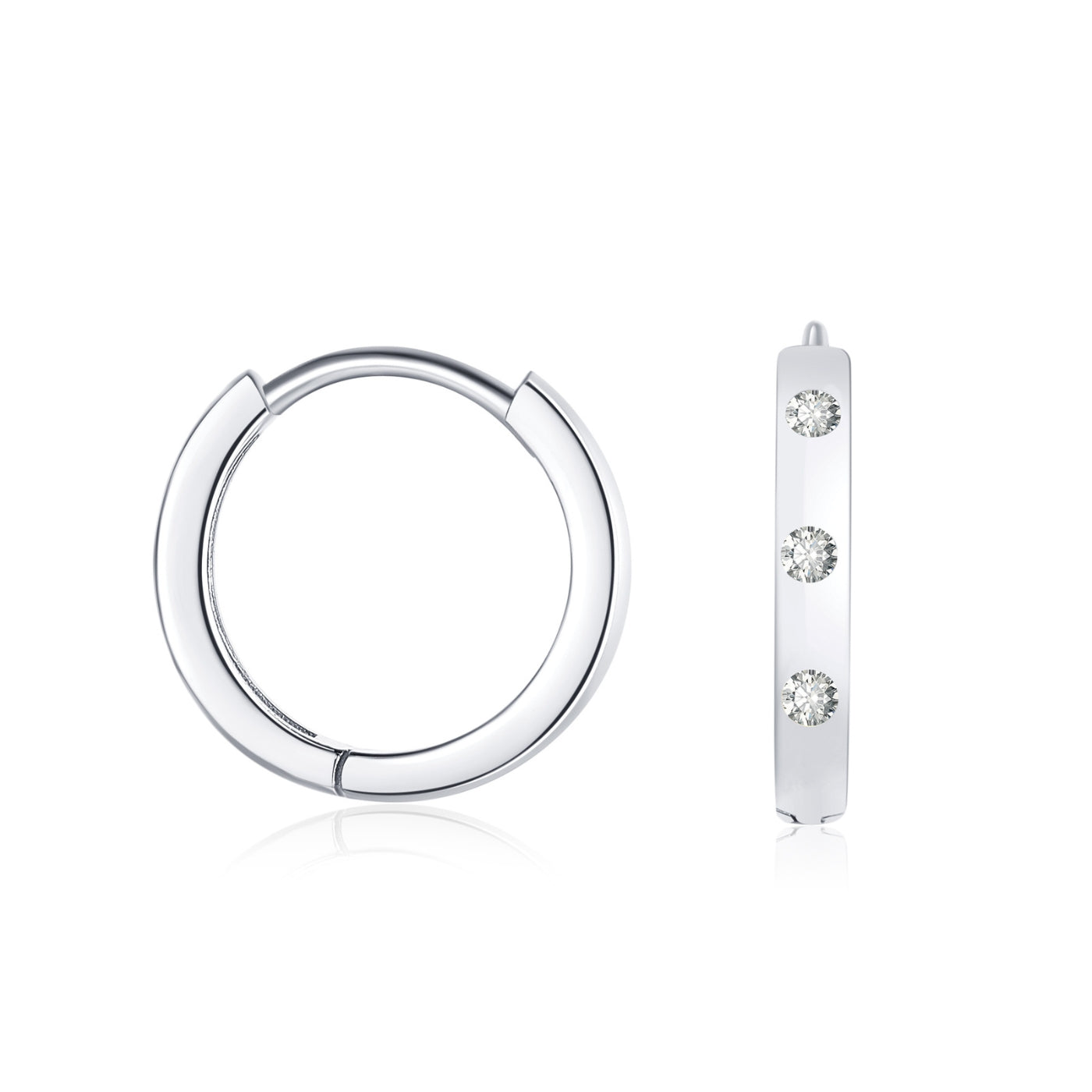 Flush Set Moissanite Huggie Earrings