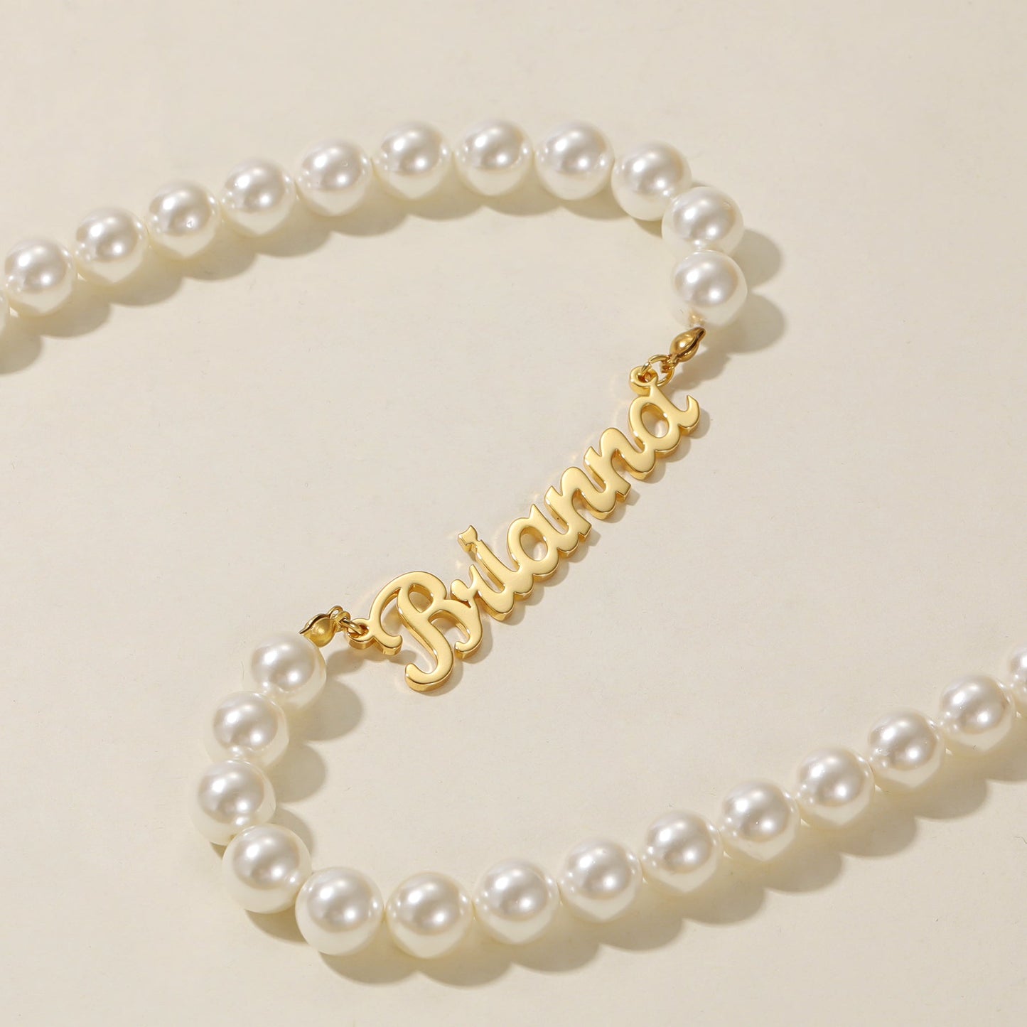 Custom Name Necklace w/ Pearl Chain