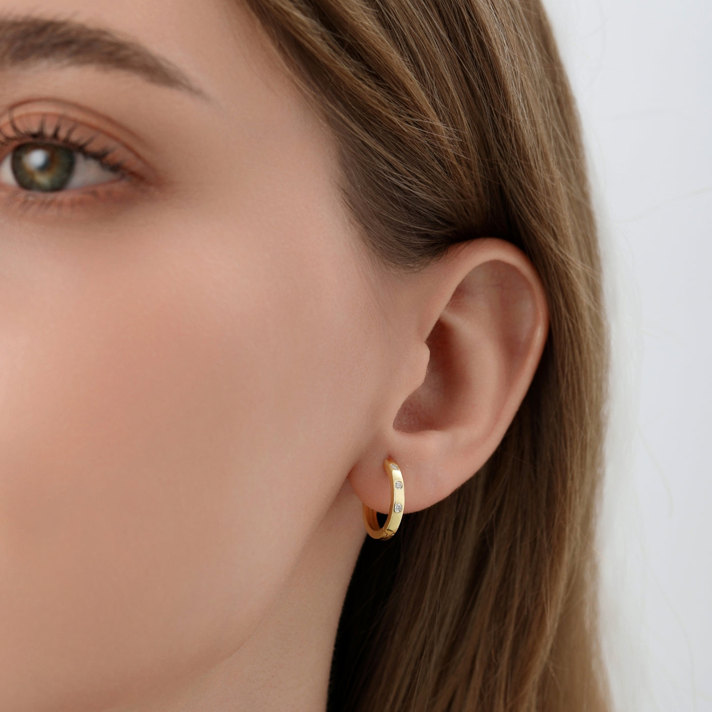 Flush Set Moissanite Huggie Earrings