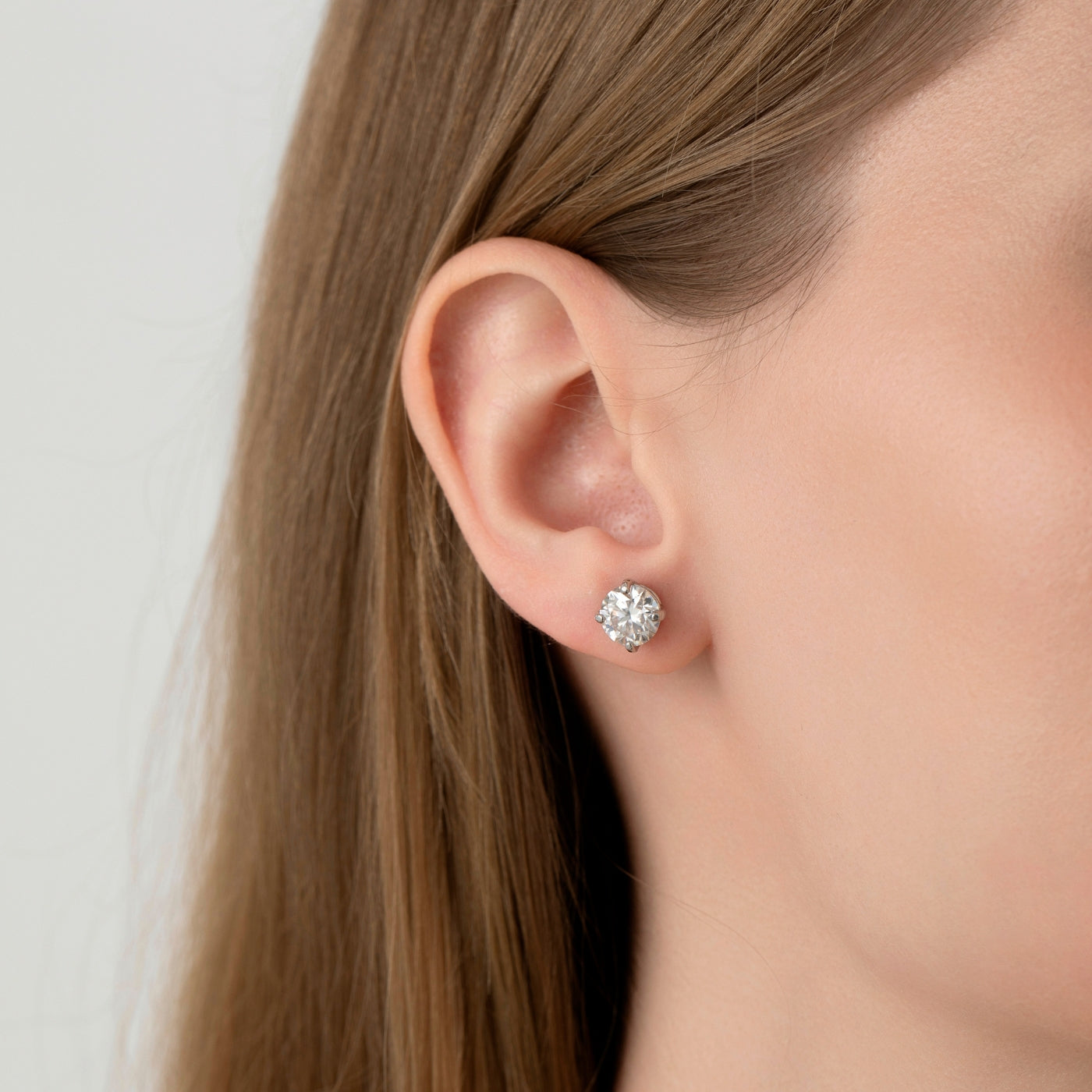 Round Cut Moissanite Stud Earrings