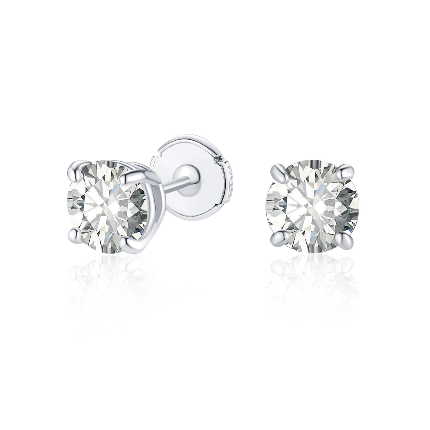 Round Cut Moissanite Stud Earrings