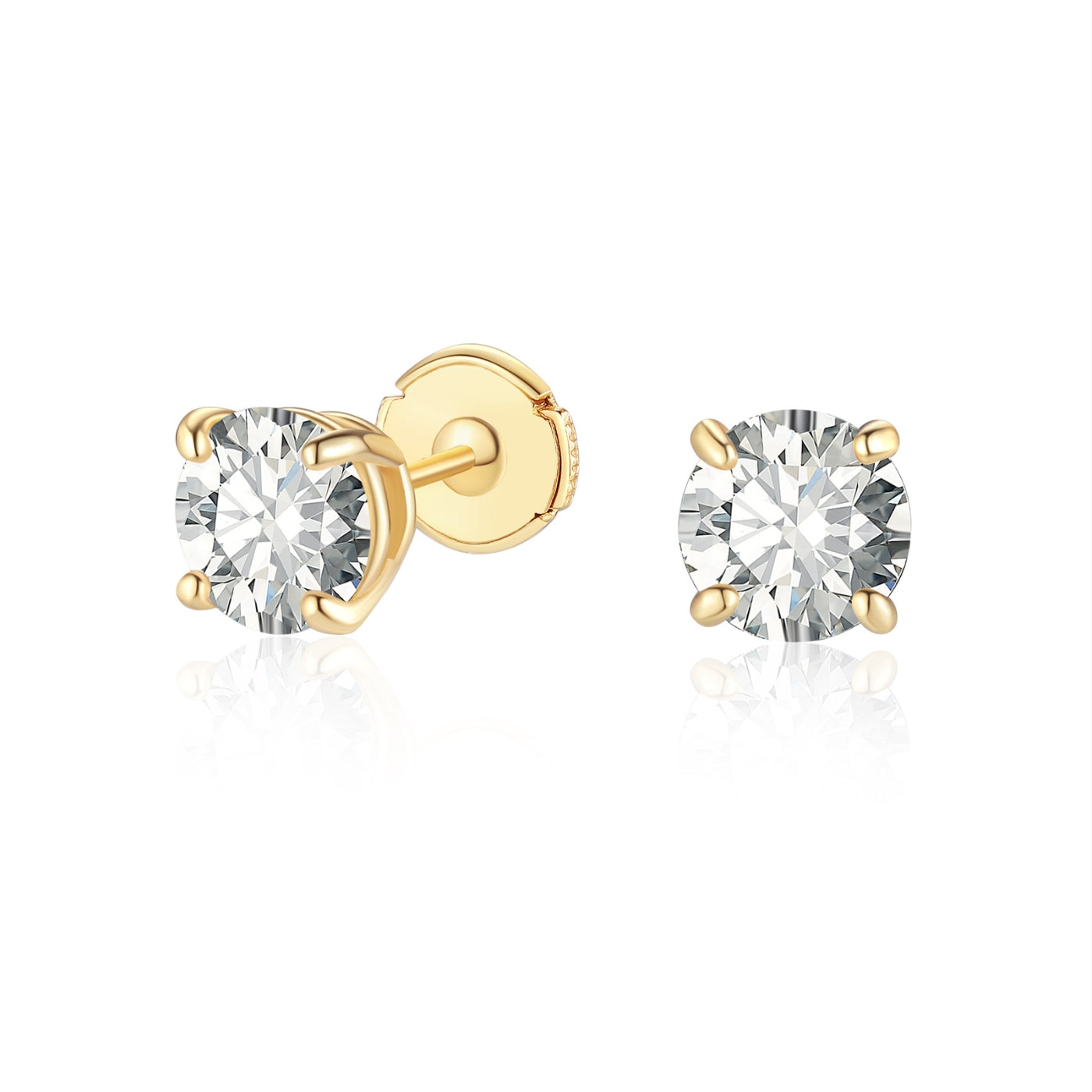 Round Cut Moissanite Stud Earrings