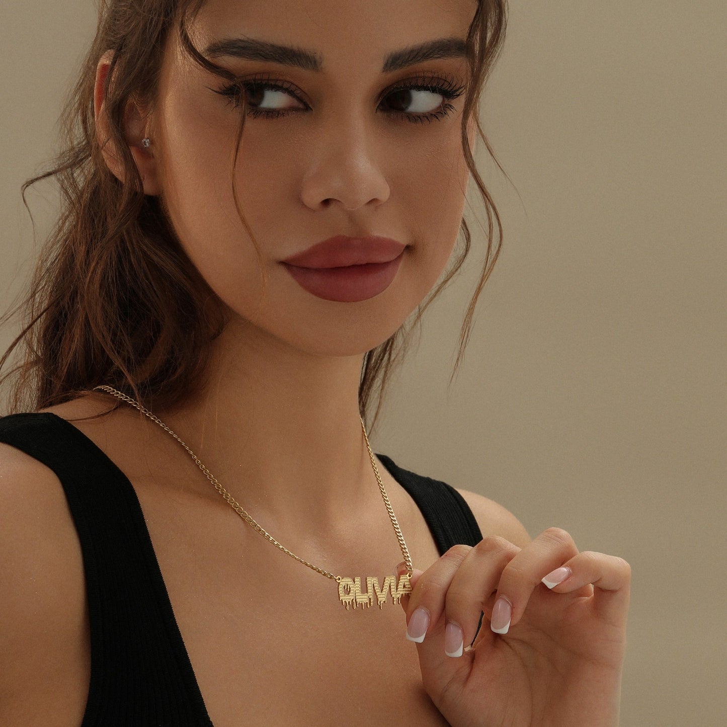 Drippy Name Necklace w/ Cuban Chain