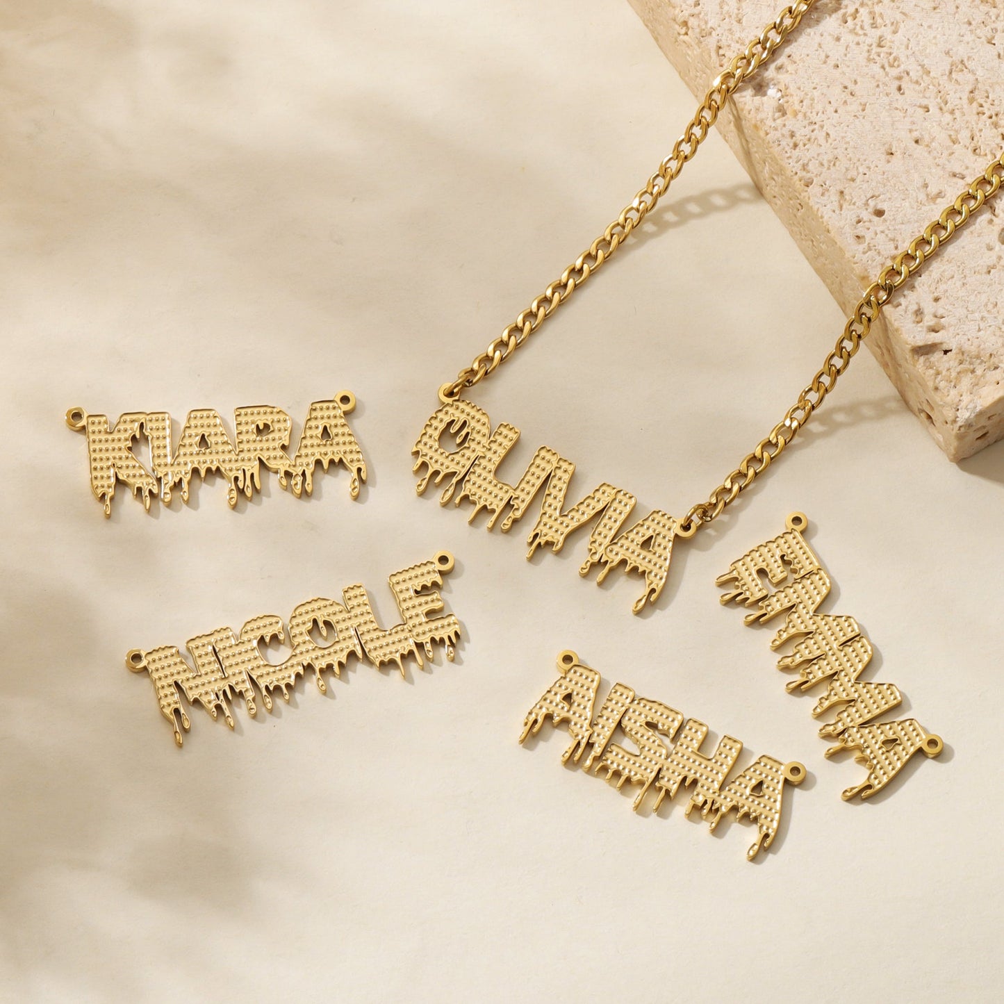 Drippy Name Necklace w/ Cuban Chain