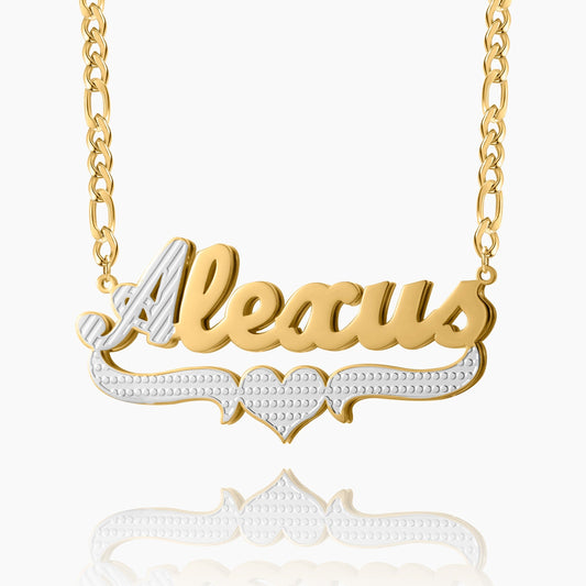 Kids Double Plated Script Name Necklace w/ Figaro Chain