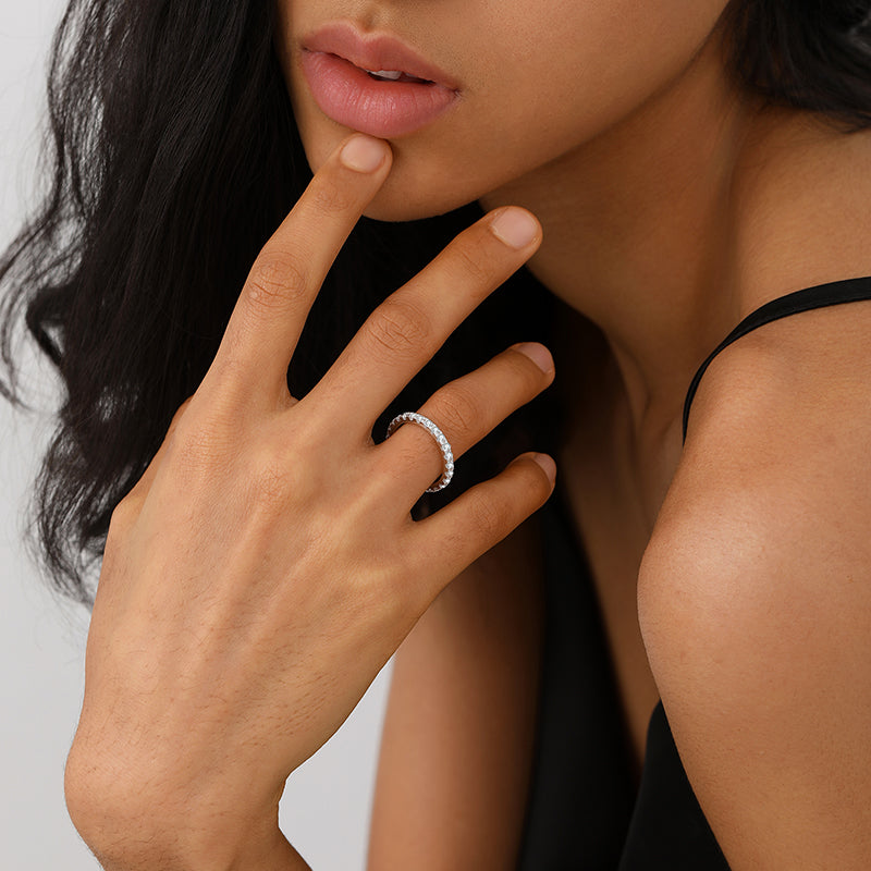 Pave Round Cut Moissanite Eternity Band