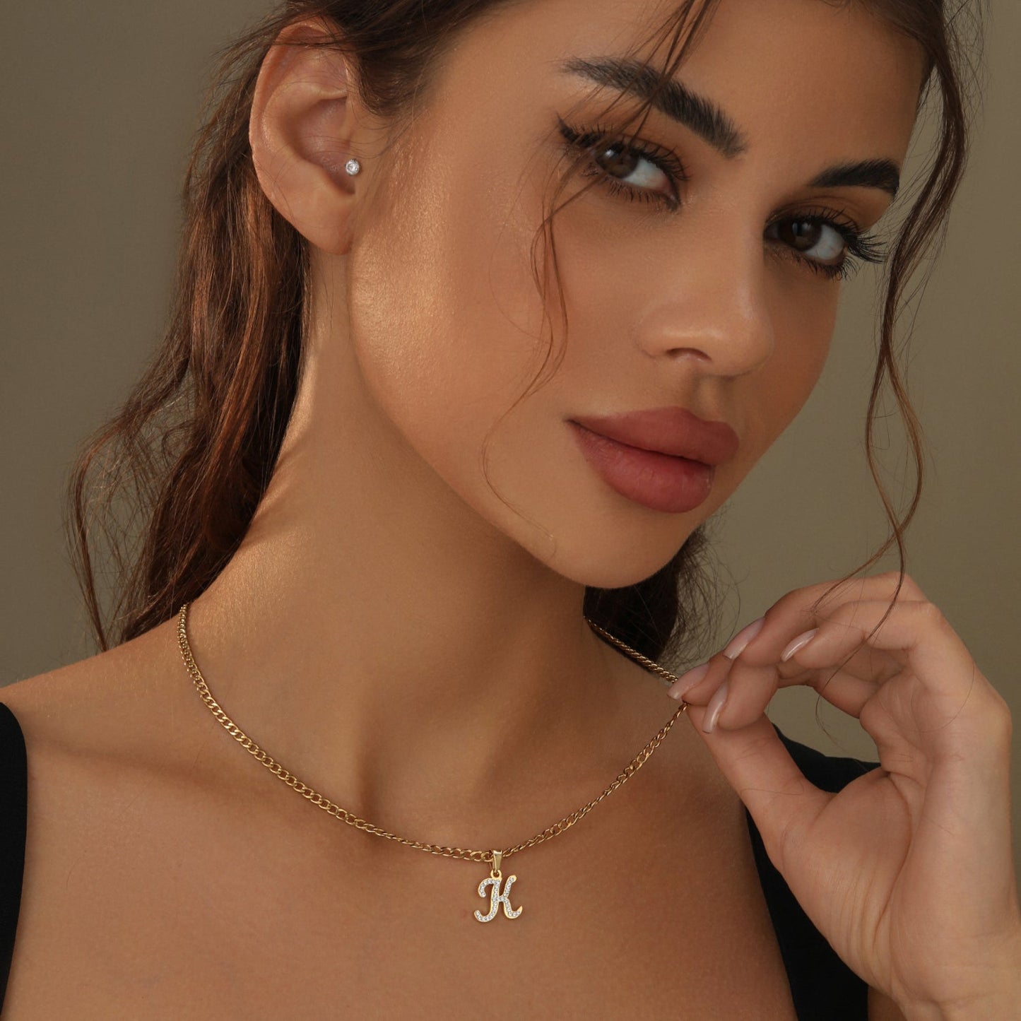 Script Iced Letter Necklace