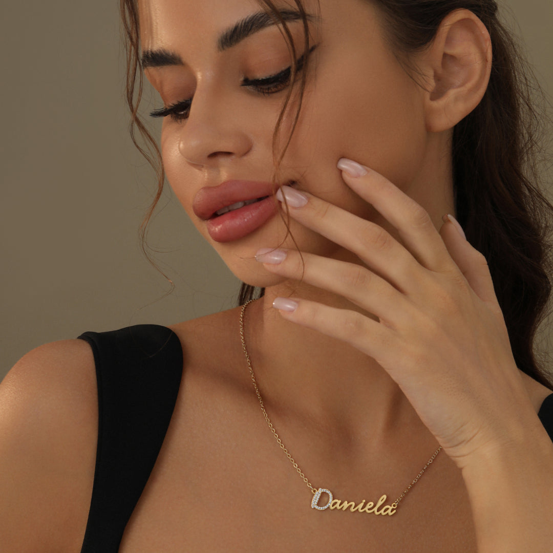 Iced Letter Script Name Necklace