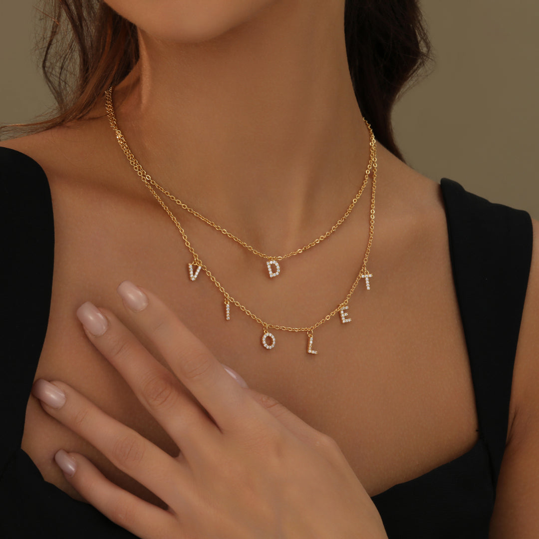 Iced Letter Name Choker Necklace