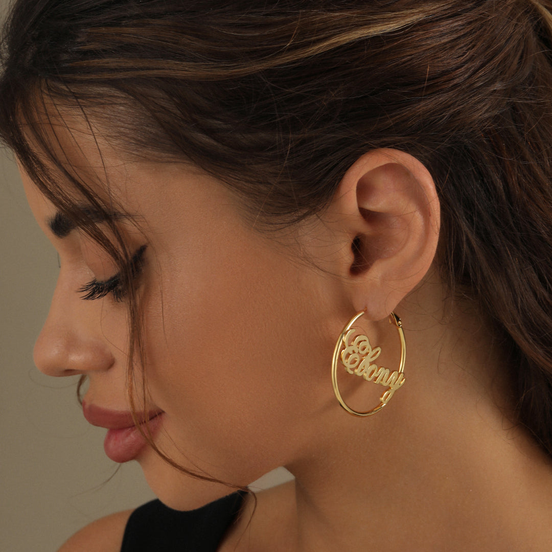 Script Name Hoop Earrings